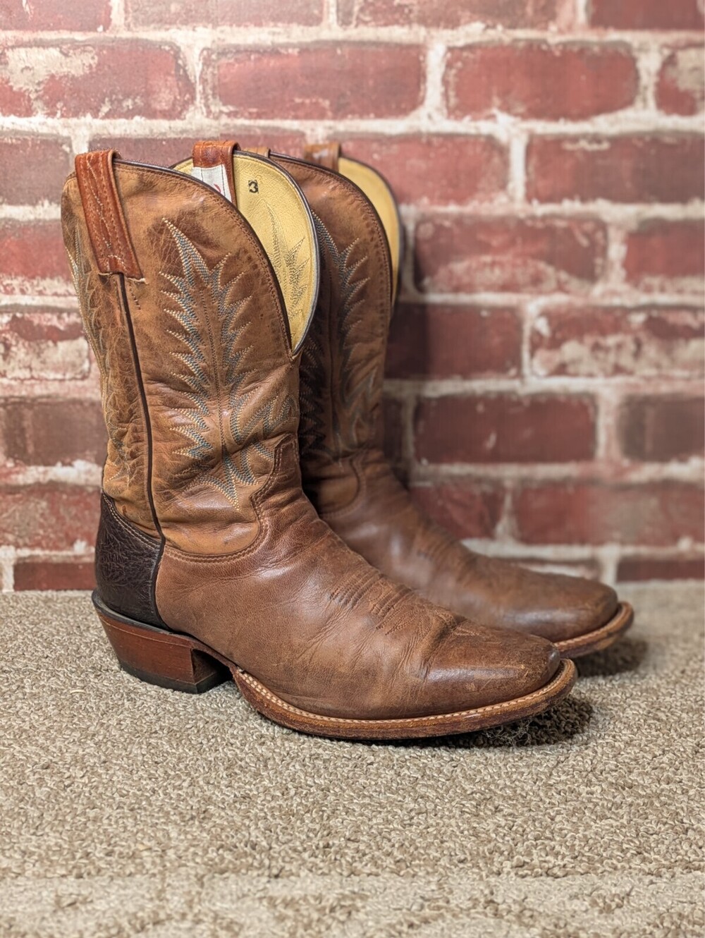 Tony Lama 6975 Vintage Men 9.5 D Boots Brown Leather Cowboy Western Boots Tan